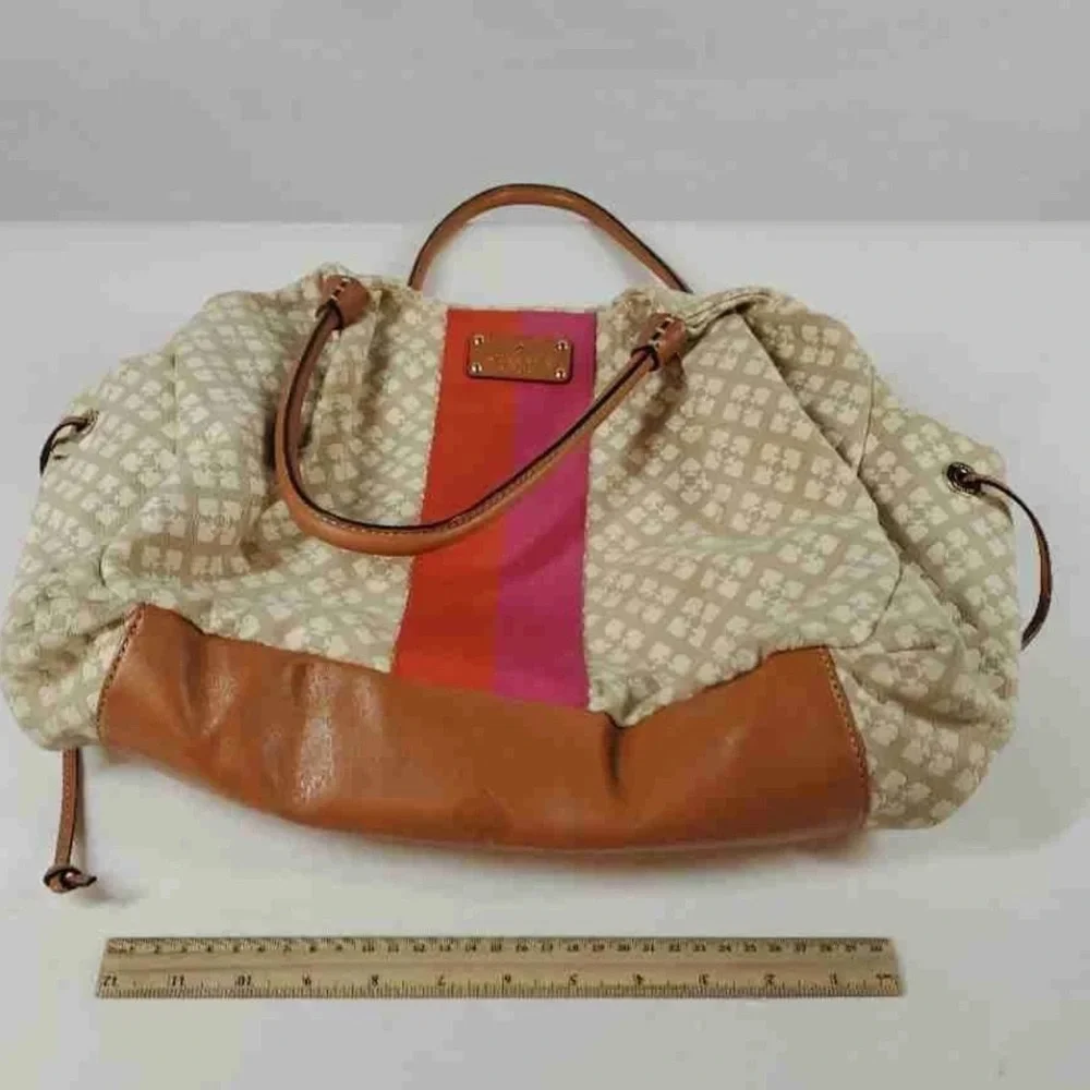 Kate Spade Classic Spade Stevie Baby Bag, Cream and Pink GUC